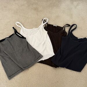 DOEN & LESET - Lot of Pointelle Camisoles - Black, White, Brown, Gray